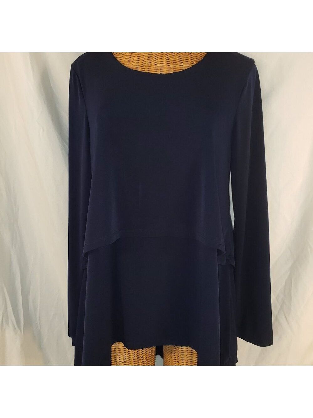 Charlie Paige Women's Blue Long Sleeve Layered Hem Blouse Top - S/M P/M